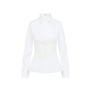 Ermanno Scervino Tailored White Shirt With Lace Overlay - NWT